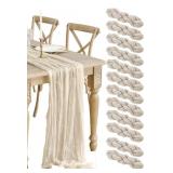 WJWHQ 12PCK BEIGE CHEESECLOTH TABLE RUNNER(10FT)