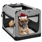 VEEHOO FOLDING SOFT DOG CRATE WITH MESH SCREENS