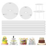 2 TIER CAKE SEPARATOR PLATES AND 6 PIECES PILLARS