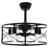 SUNEASY 20IN FLUSH MOUNT CAGED CEILING FAN WITH