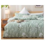 JANZAA QUEEN SAGE GREEN 3 PCS BEDDING SETS FLORAL