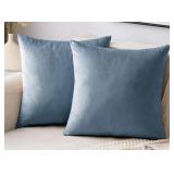 EMEMA SET OF 2 VELVET THROW PILLOW COVERS (BLUE)