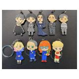 SET OF 9 WEDNESDAY CHARACTERS KEYCHAINS