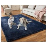 YQQRIGRO FLUFFY AREA RUG (NAVY BLUE) 8 X 10 FEET