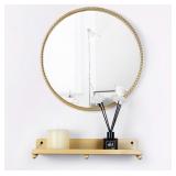 HANG UP MIRROR WITH SHELF 14IN GOLD