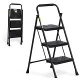 DOUBLE ELITE FOLDING 3 STEP LADDER WITH HANDGRIP