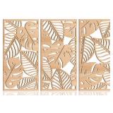 BOHO TROPICAL LEAF WOODEN ART DECOR 16X32IN 3