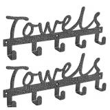 TOWEL RACKS 5 HOOKS WALL-MOUNTED RUSTPROOF AND