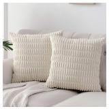 FANCY HOMI 22X22IN PILLOW COVERS, 2 PACKS CREAM