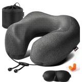 MLVOC MEMORY FOAM TRAVEL PILLOW WITH EYE MASK AND