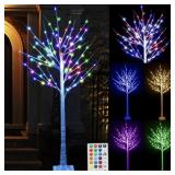 POOQLA RGB LIGHTED BIRCH TREE WITH REMOTE CONTROL