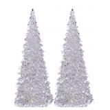 GENERIC SET OF 2 ACRYLIC LIGHTED CHRISTMAS TREES