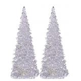 GENERIC SET OF 2 ACRYLIC LIGHTED CHRISTMAS TREES