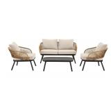 FOR LIVING ROPE PATIO SET WITH TABLE,BEIGE 4 PIECE