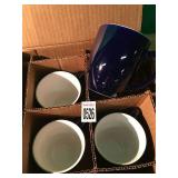 4 BLUE COFFEE MUGS