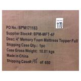 4' MEMORY FOAM MATTRESS TOPPER FULL 4' MEMORY FOAM MATTRESS TOPPER FULL