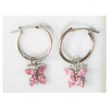 14KT WHITE GOLD PINK CUBIC ZIRCONIA BUTTERFLY