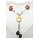 STERLING SILVER WOODEN NECKLACE