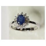 STERLING SILVER CRYSTAL SAPPHIRE RING