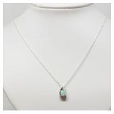STERLING SILVER DIAMOND OPAL PENDANT WITH CHAIN