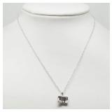 STERLING SILVER CHAIN WITH DIAMOND BOOK SHAPED