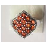 STERLING SILVER ORANGE SAPPHIRE(2.30CT)RING