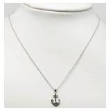 STERLING SILVER CHAIN WITH DIAMOND ANCHOR
