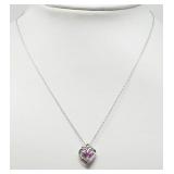 STERLING SILVER CHAIN WITH CREATED PINK SAPPHIRE