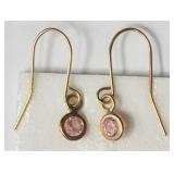 10KT YELLOW GOLD PINK CUBIC ZIRCONIA EARRINGS