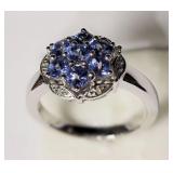 STERLING SILVER SOLID TANZANITE(2.20CT) AND
