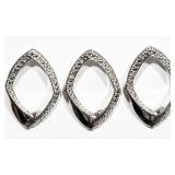 THREE STERLING SILVER DIAMOND LOOP PENDANTS