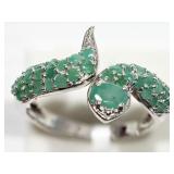 STERLING SILVER 33 EMERALD (1.38CT) SNAKE RING