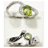 TWO STERLING SILVER AUGUST BIRTHSTONE PERIDOT