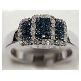STERLING SILVER BLUE AND WHITE DIAMOND (0.67CT)