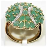 STERLING SILVER GOLD PLATED LARGE 31 EMERALD