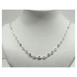 STERLING SILVER 18 INCH AQUAMARINE, AMETHYST,