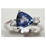 14K WHITE GOLD TANZANITE (1.60CT) AND DIAMOND