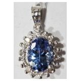 14K WHITE GOLD TANZANITE (1.80CT) AND DIAMOND