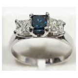 14K WHITE GOLD LARGE BLUE DIAMOND (1.04CT)