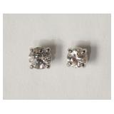 14KT WHITE GOLD WHITE SAPPHIRE STUD EARRINGS