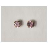 10KT YELLOW GOLD PINK CUBIC ZIRCONIA STUD