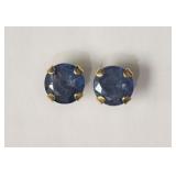 14KT YELLOW GOLD BLUE SAPPHIRE(1.20CT)STUD