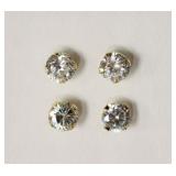 TWO PAIR 14KT YELLOW GOLD CUBIC ZIRCONIA STUD