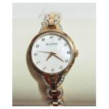 BULOVA LADIES ROSE GOLDTONE WATCH WITH