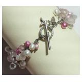 STERLING SILVER FRESHWATER, WHITE TOPAZ BRACELET