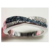 STERLING SILVER BLUE (0.36CT) & WHITE DIAMOND