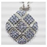 STERLING SILVER TANZANITE LARGE PENDANT