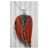 JASPER PENDANT WITH CRYSTAL AND SILVER CHAIN