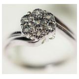 STERLING SILVER DIAMOND RING