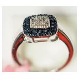 STERLING SILVER BLUE DIAMOND (0.36CT) & WHITE